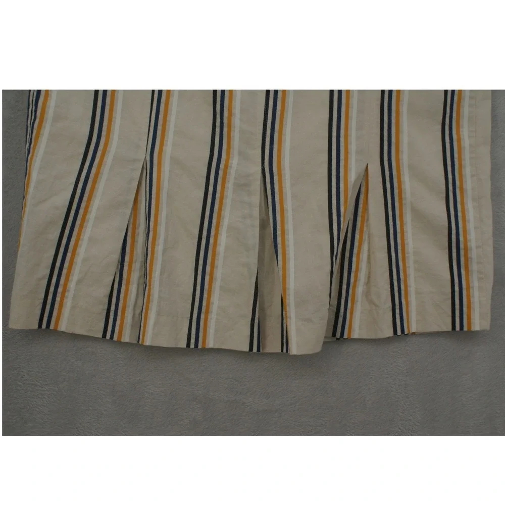Who What Wear Womens 24W Striped A-Line Skirt Cotton Linen Blend CreamNavyYellow